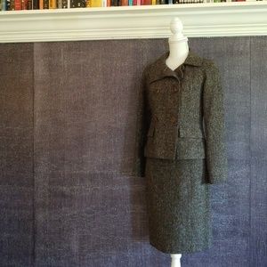 Banana Republic Chocolate Brown & White Tweed Suit